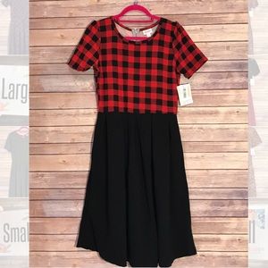 LuLaRoe Amelia Red Black Plaid Dress