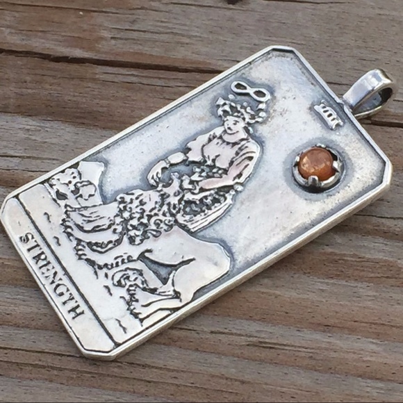 Strength Tarot Pendant Sterling Silver Sunstone - Picture 3 of 6