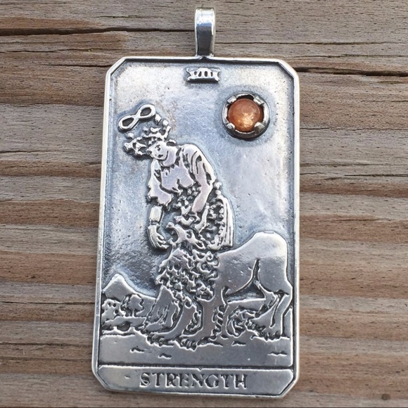 Wellstone Jewelry Jewelry - Strength Tarot Pendant Sterling Silver Sunstone