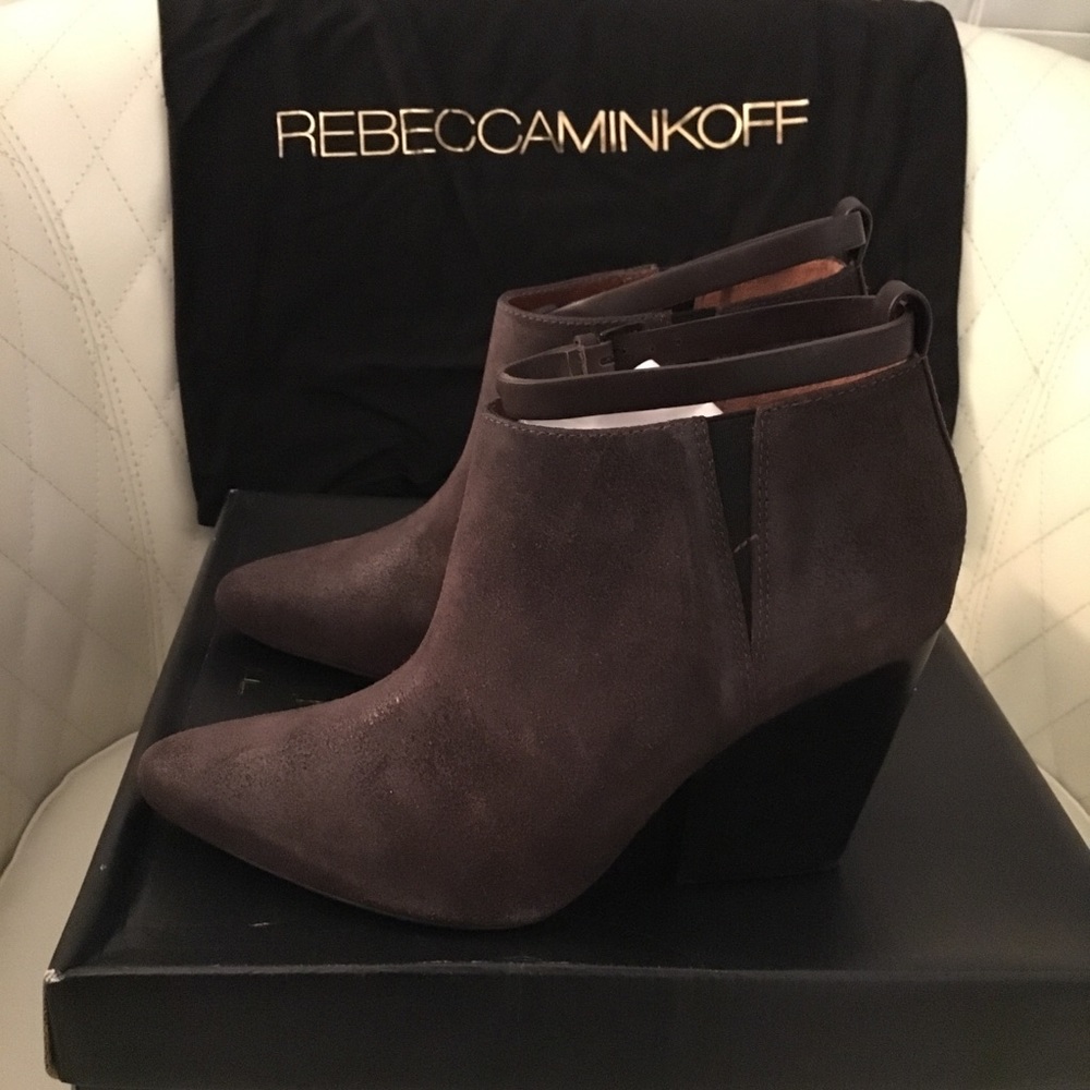 New Rebecca Minkoff La Roux Suede Wedge Bootie