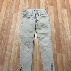 Khaki H&M Trousers with gold zipper detail