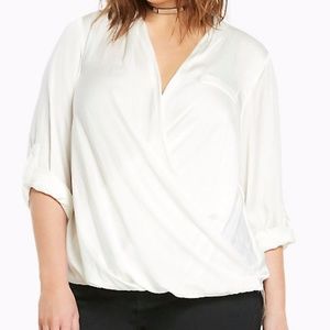 NWT Satin Surplice Blouse