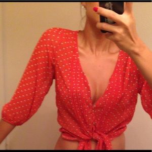 🦊 TIE FRONT PICNIC BLOUSE 🌲