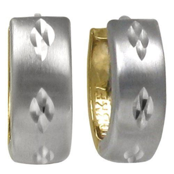 14kt Two Tone Gold Mini-Hoop Earrings - Picture 1 of 2