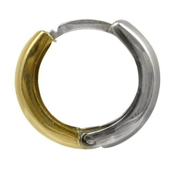 14kt Two Tone Gold Mini-Hoop Earrings - Picture 2 of 2