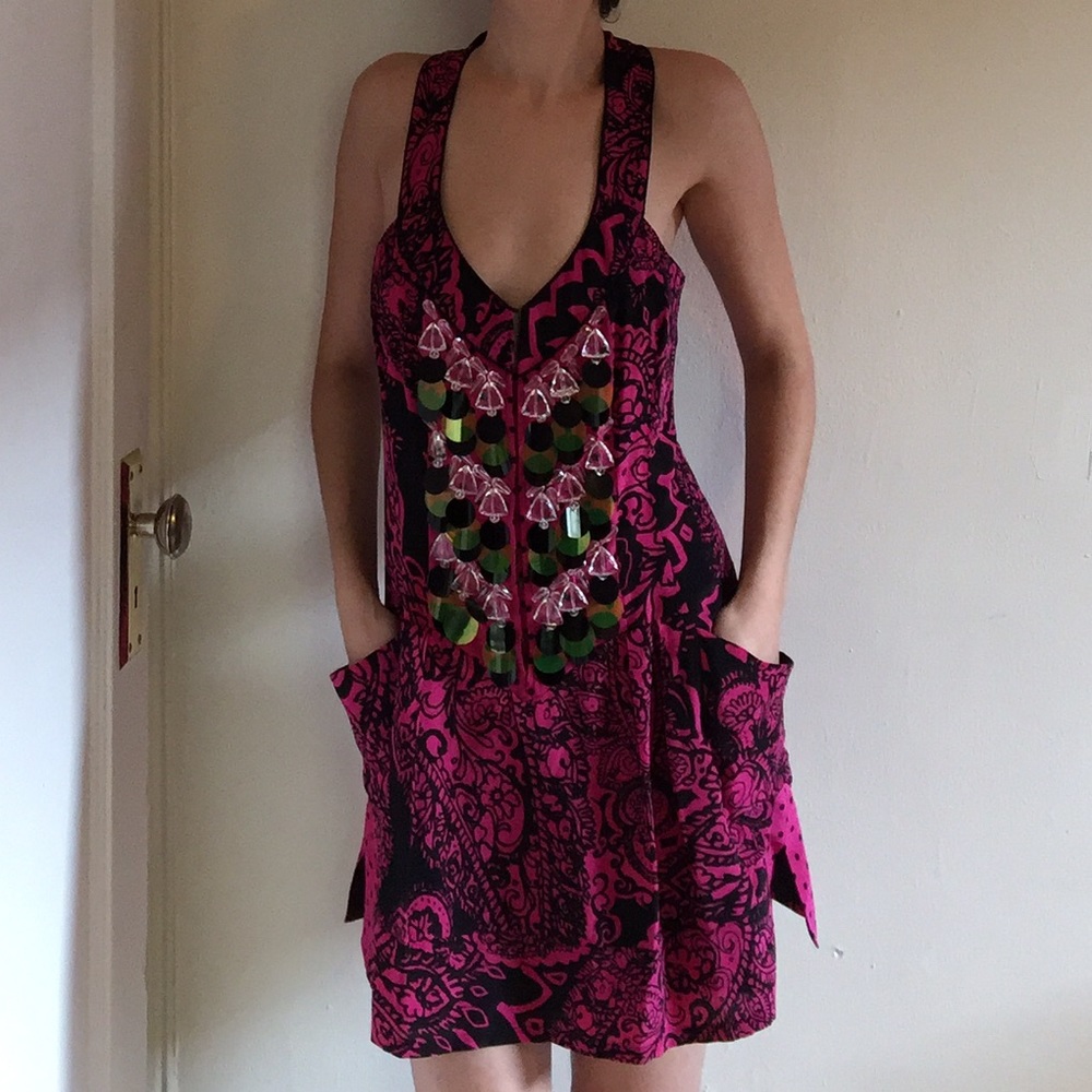 Nanette Lepore Luminous Beaded Pink Dress 0 NWT
