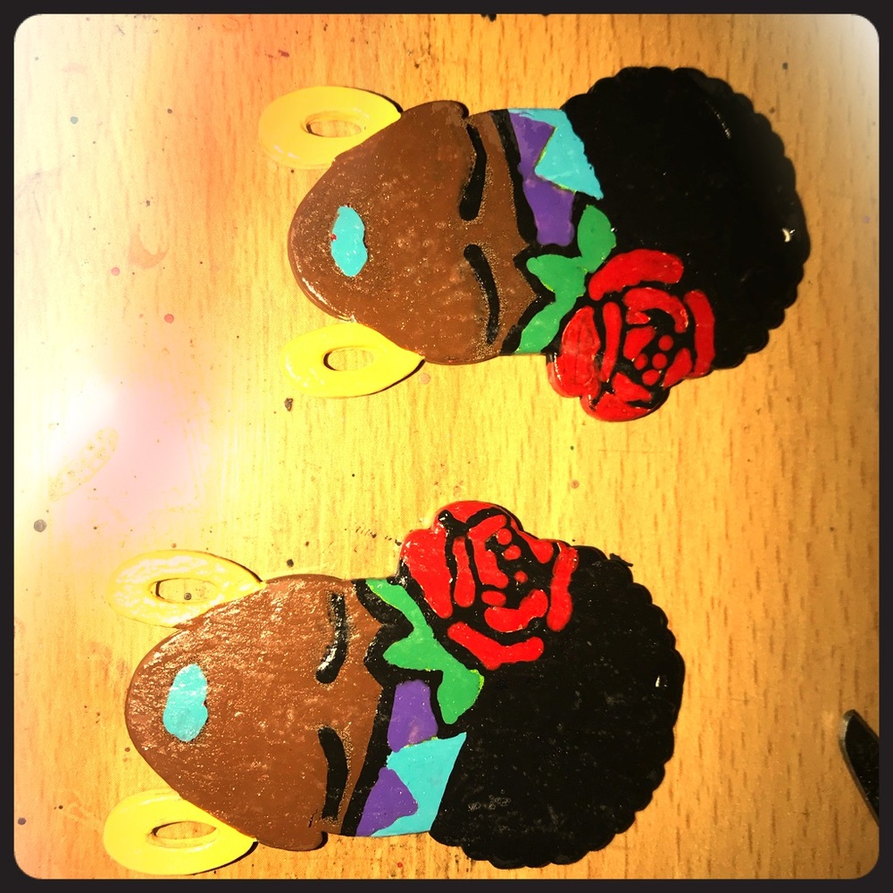 Custom Painted Lady Earrings