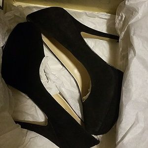 Black Suede Heels with 1/2" Platform - Brand New