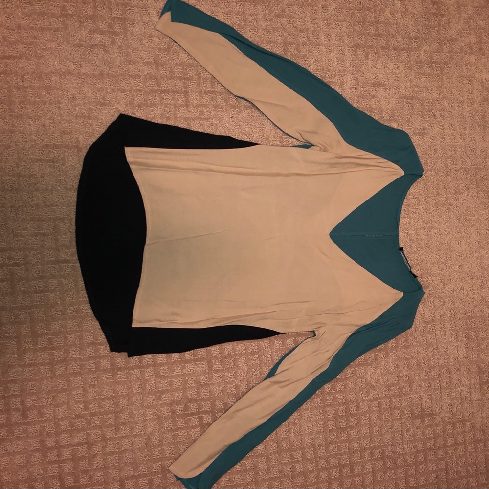 Dark teal/black/nude blouse
