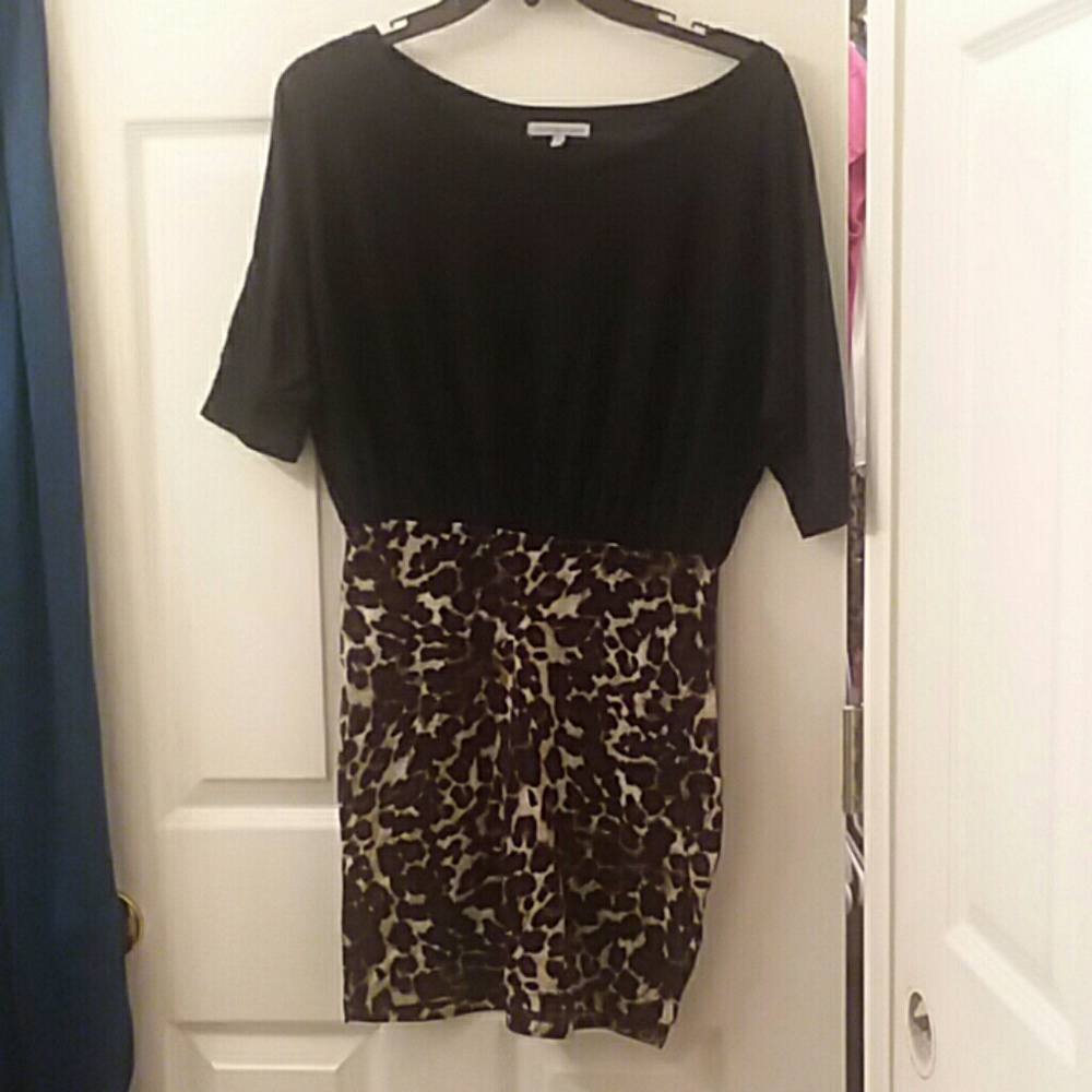 Black & Cheetah Print Casual Dress Size Medium
