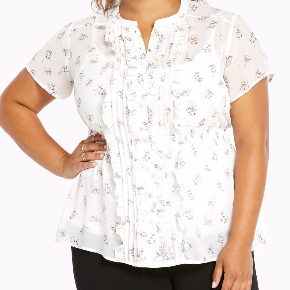 Woodland Animal Chiffon Ruffle Top