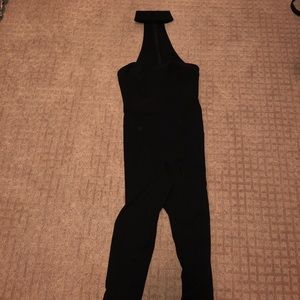 Black pant jumpsuit with sweetheart top & choker