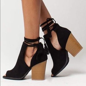 Black Peep Toe Bootie/Heel