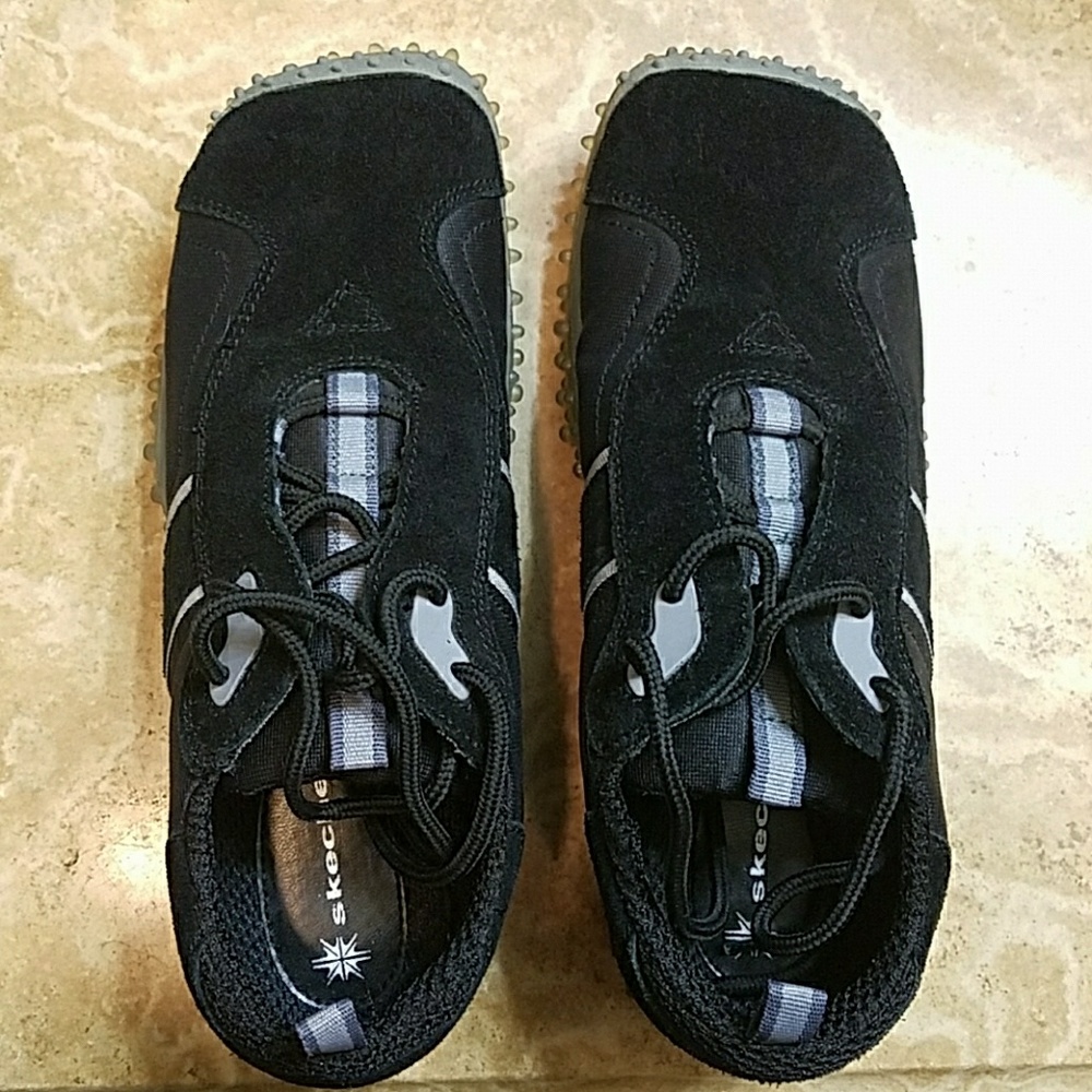Black & Gray Suede Skechers