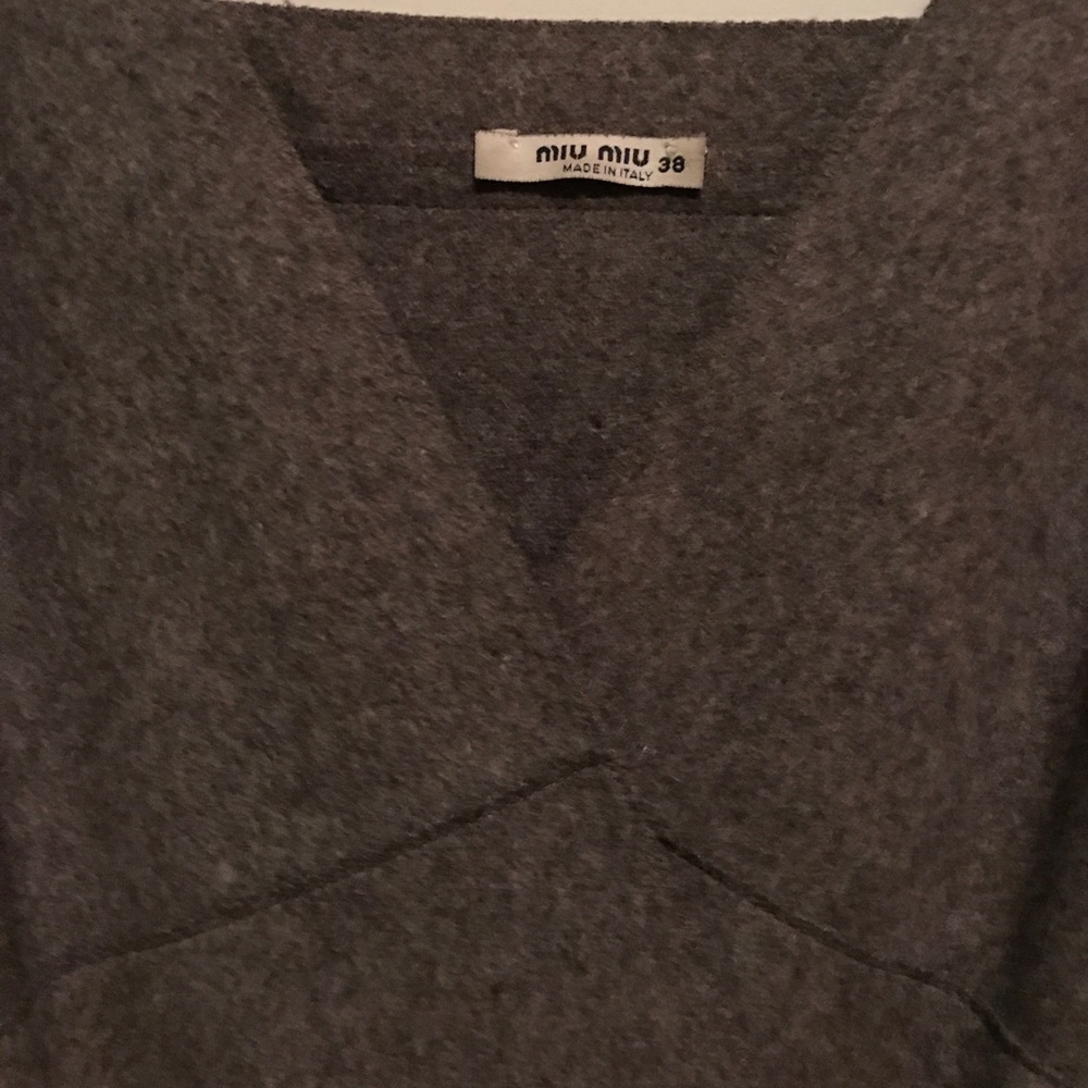 Nwot Miu Miu Grey Wool Structured A-Line Dress - image 2