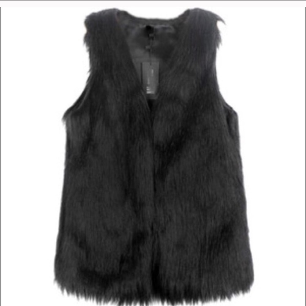 Joe Fresh Black Faux Fur Vest XS/S