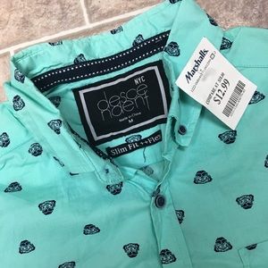 Men's slim fit button up with pugs in glasses!