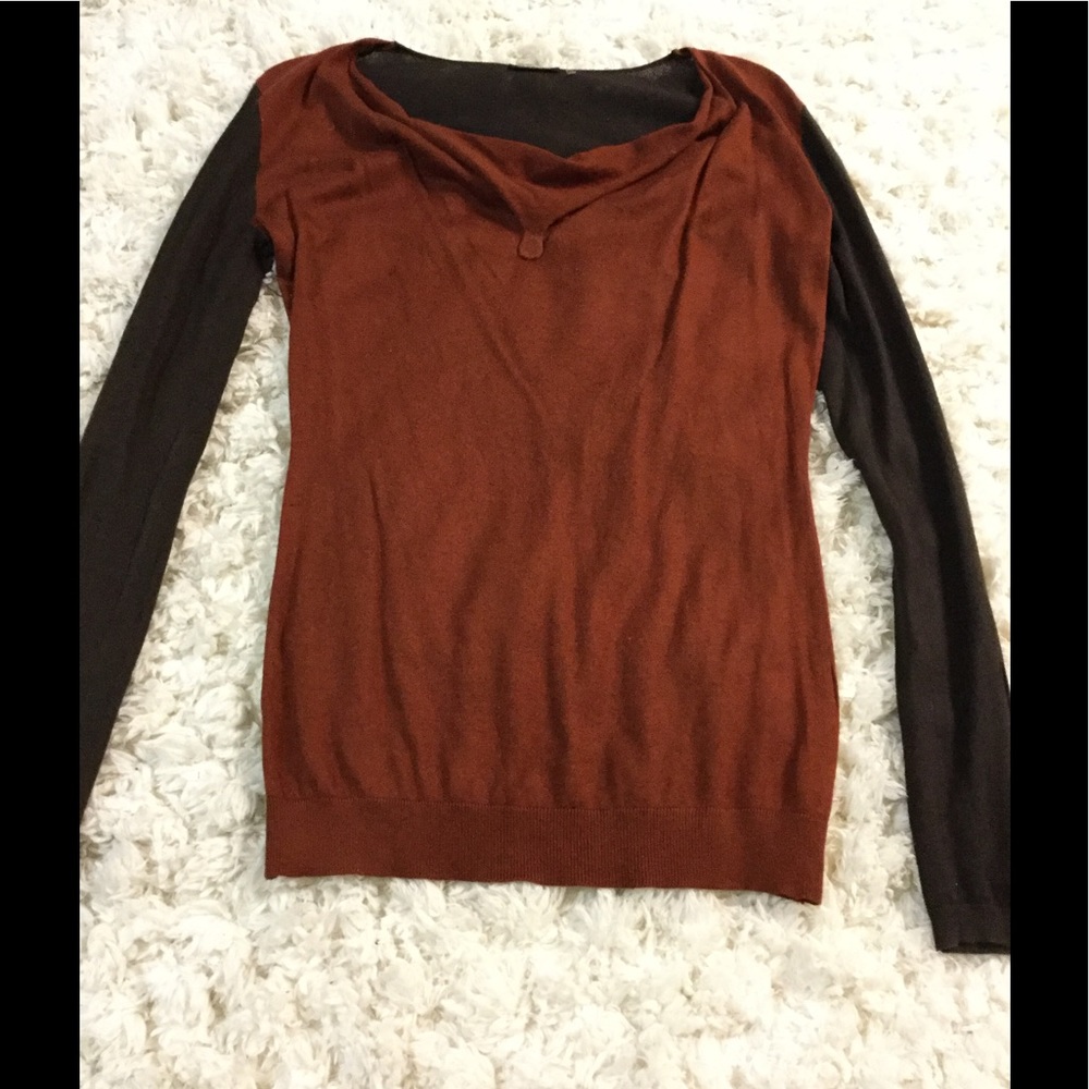 Pumpkin & brown cashmere sweater