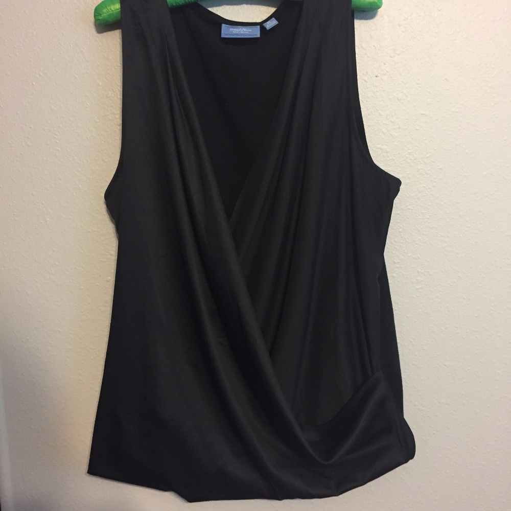 Faux Wrap Mixed Media Blouse