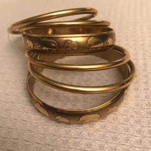 Brassy Gold Set of 6 Elephant Bangles