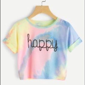 Cuffed Sleeve Crop Pastel Tie Dye Tee