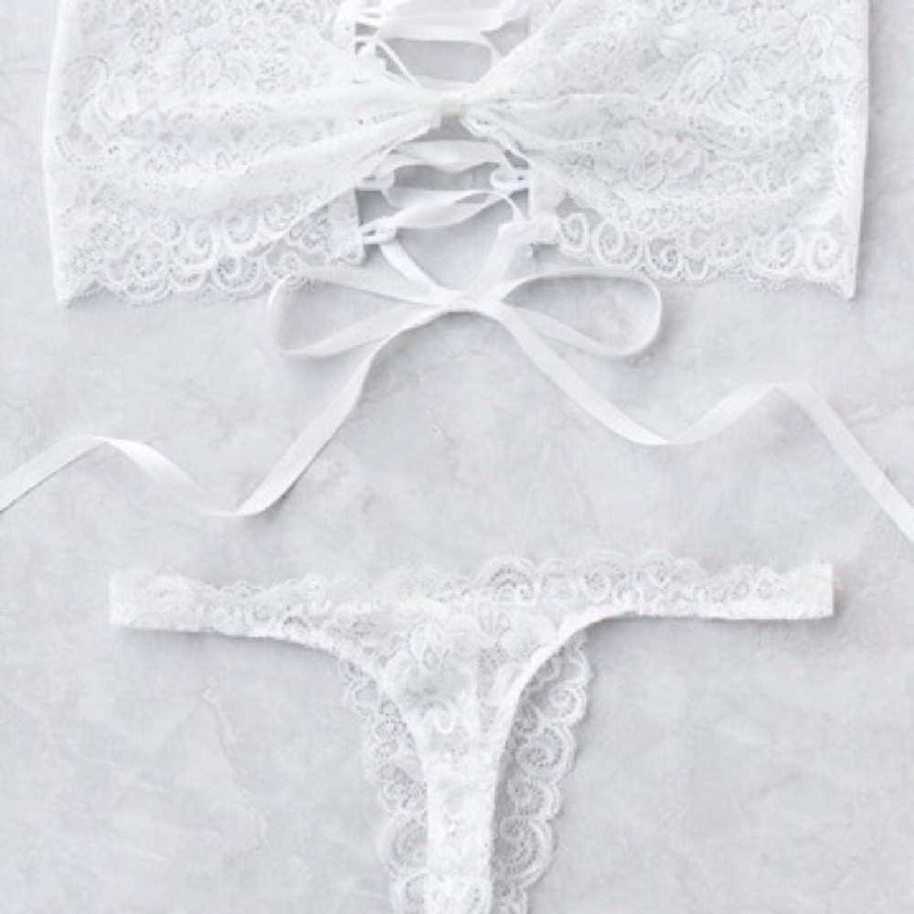 Bandeau Lace Up Lingerie Set