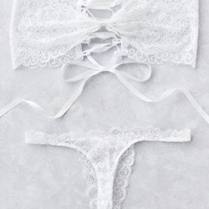 Bandeau Lace Up Lingerie Set