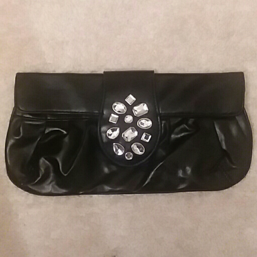 Faux Black Soft Leather Clutch