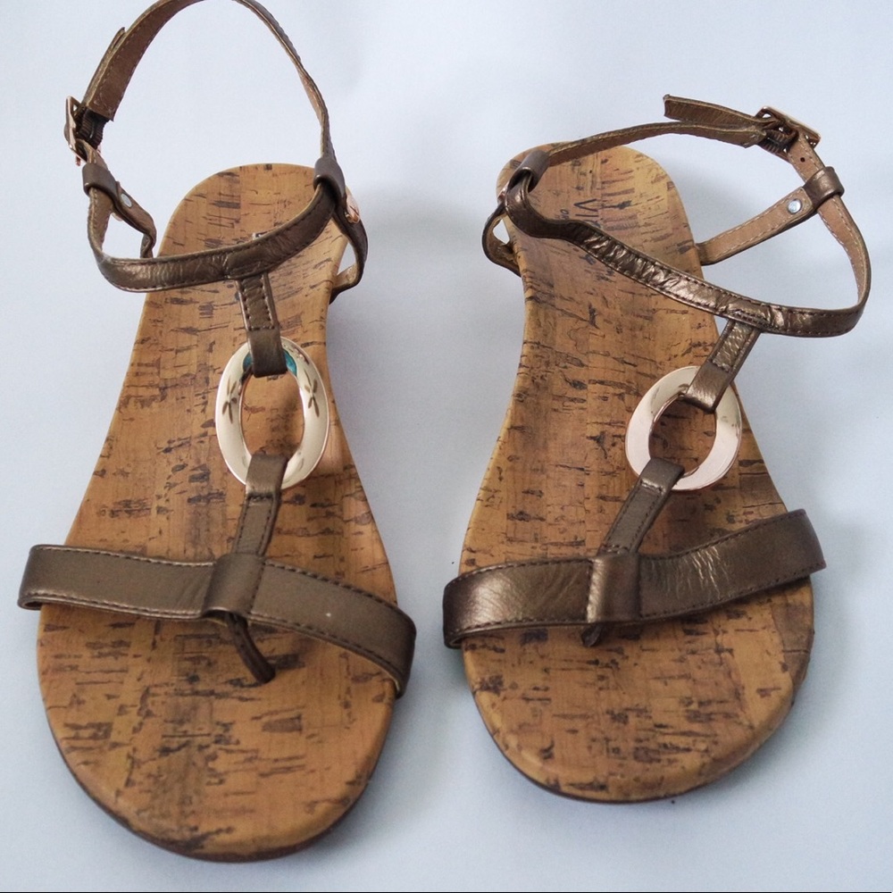 1 1/2 wedge sandals gold