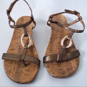 1 1/2 wedge sandals gold