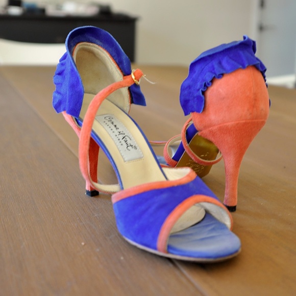 Comme Il Faut Blue/Pink suede size 37 - Picture 3 of 5