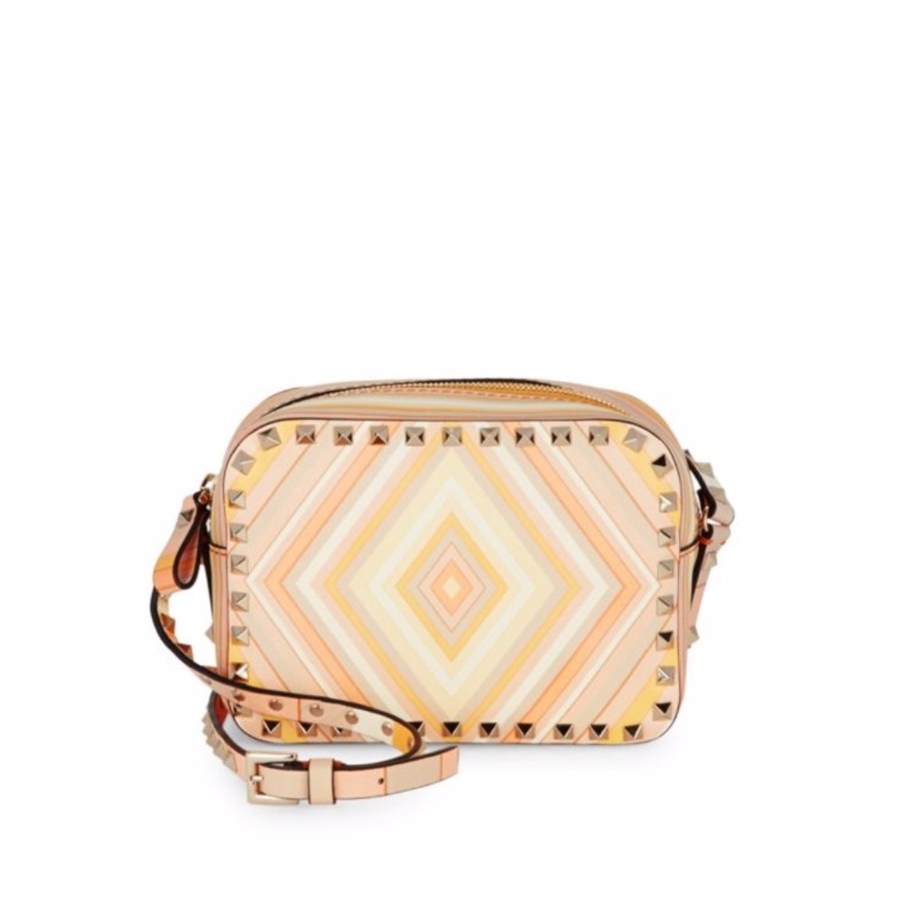 Valentino  Rockstud Striped Leather Cross-bag