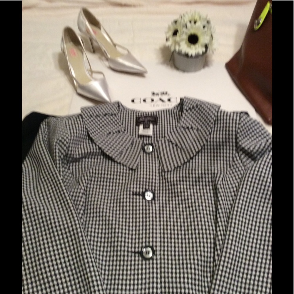🎁NWT-2PC Black/White Houndstooth Check Jacket 20W - Picture 2 of 8