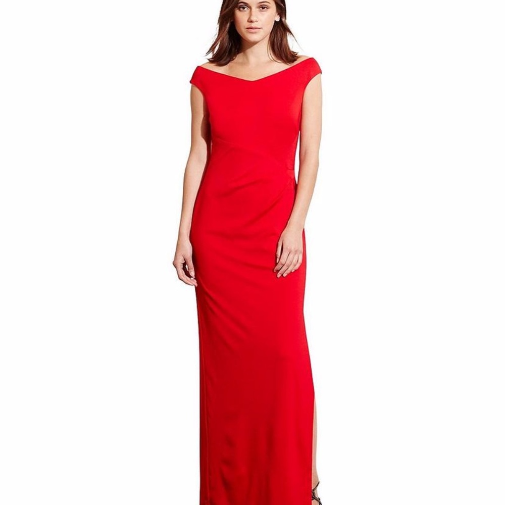 Lauren Ralph Lauren Red Jersey Off-the-shoulder