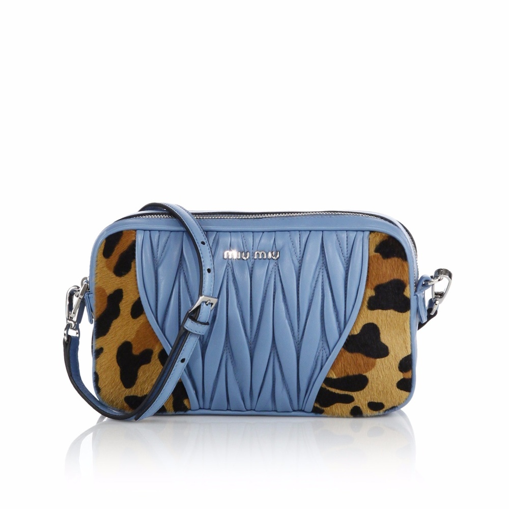 Miu Miu Blue Cavallino Matelasse Leather bag