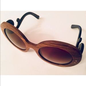 Prada Wood Round Sunglasses