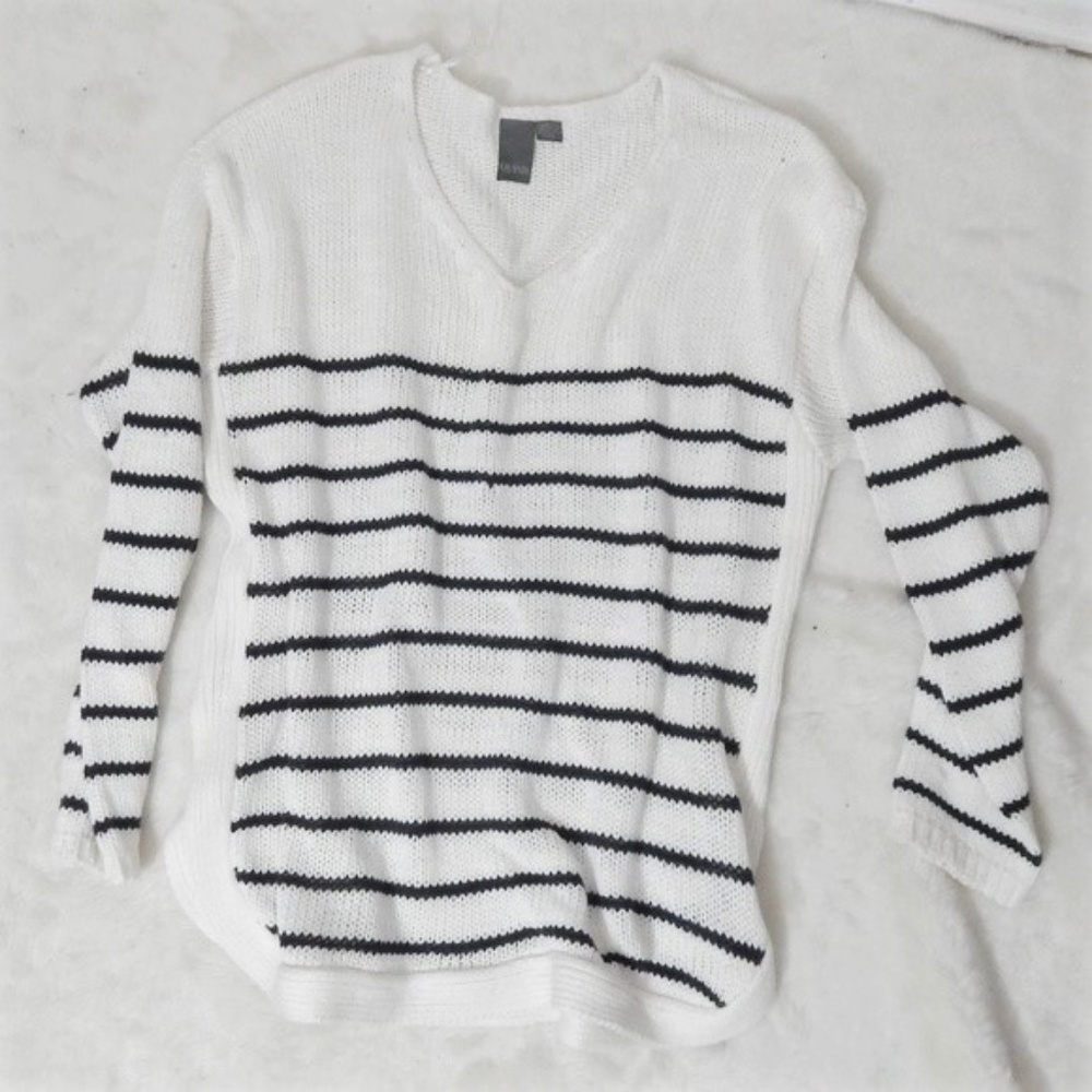 Francesca's Striped V-Neck Sweater