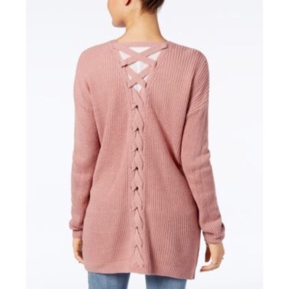 🆕🔥BLUSH LACE UP BACK OPEN FRONT CARDIGAN🔥🆕