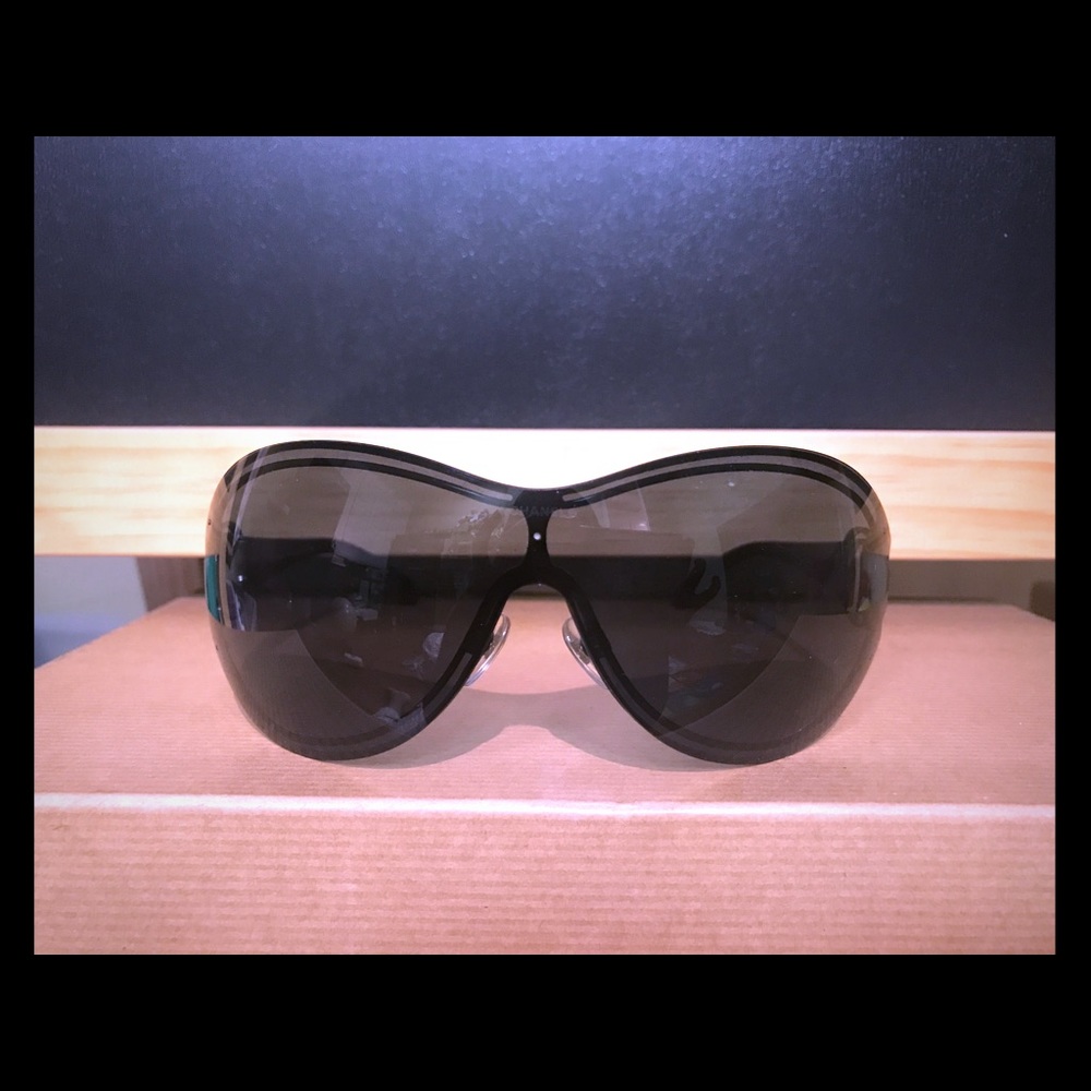 Chanel black wraparound sunglasses model 4144