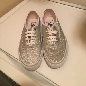 Silver glitter vans