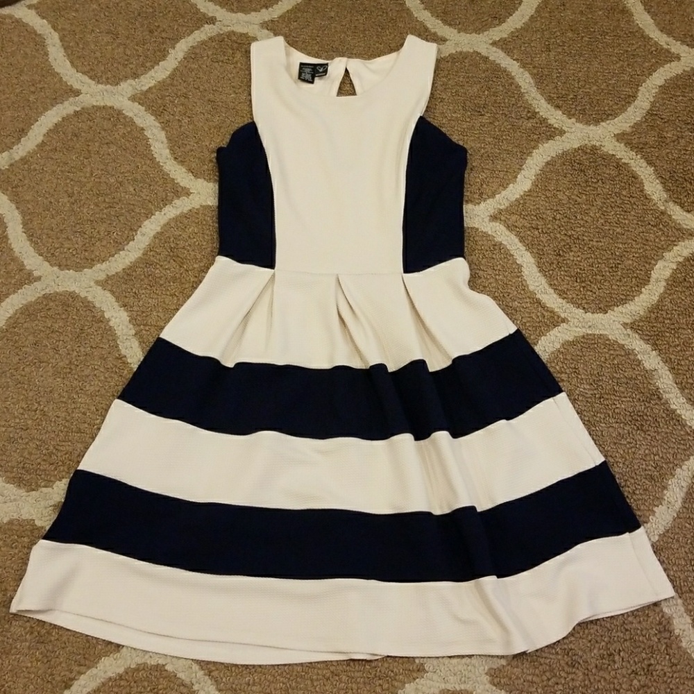 NAVY BLUE and cream colored dress