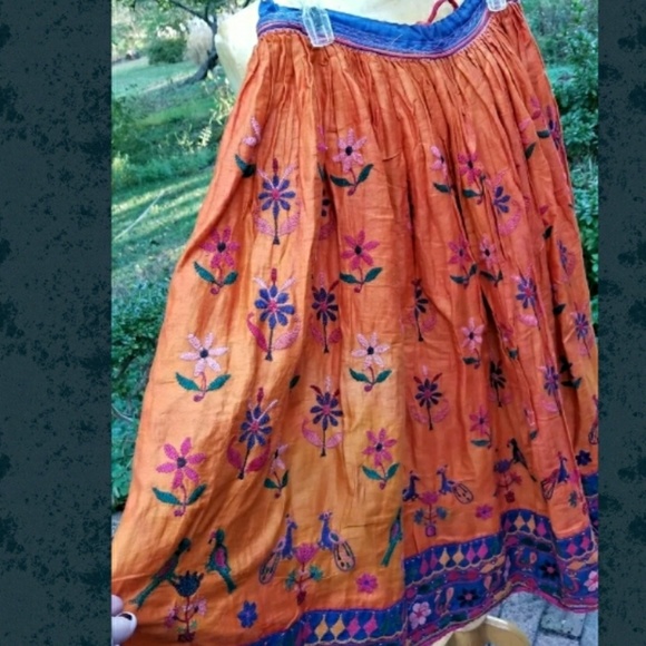 handmade Dresses & Skirts - Vtg Handmade Embroidered Rabari  Boho Skirt