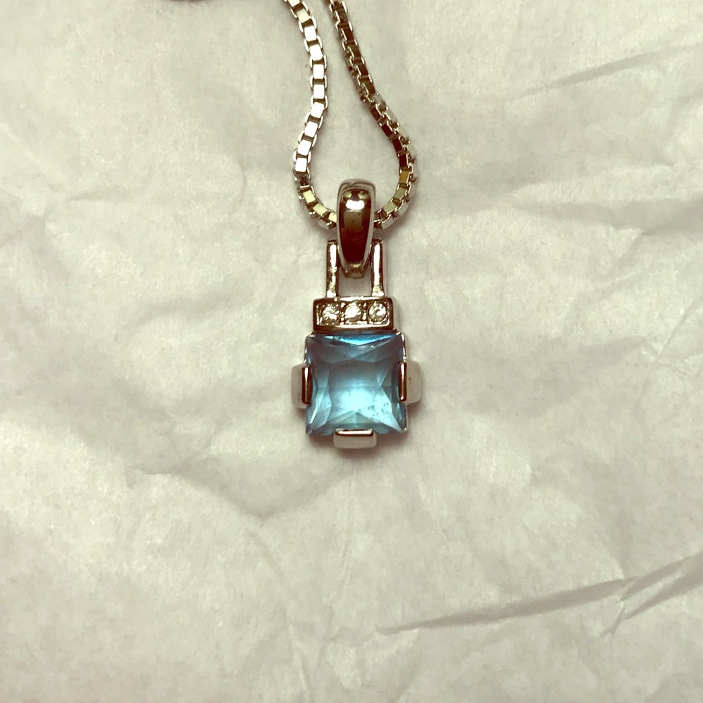 Swarovski Blue Crystal Pendant with Necklace