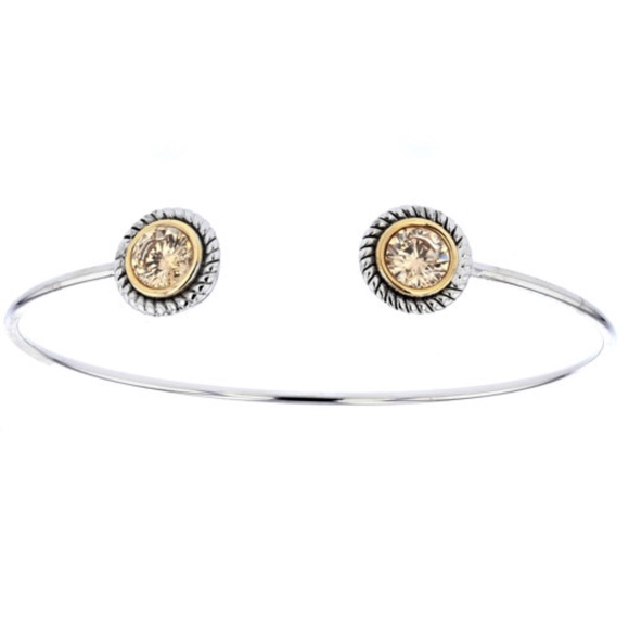 Jewelry - Bangle, Brass & Cubic Color Stone Slip on Bangle