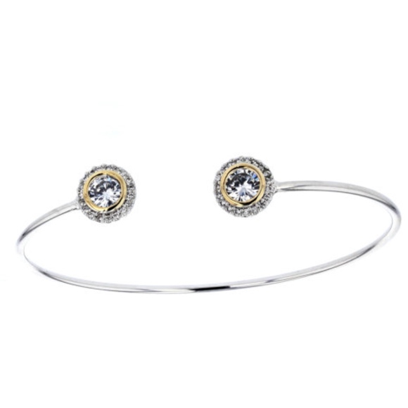 Jewelry - Bangle, Brass & Cubic Color Stone Slip on Bangle