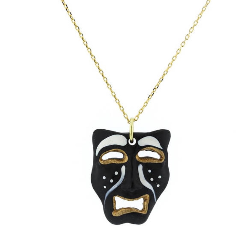 Drama Masks, Theater Faces Pendants with 18" Chain - Picture 1 of 1