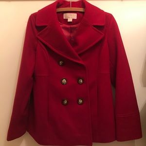 Lipstick Red Wool Blend Pea Coat