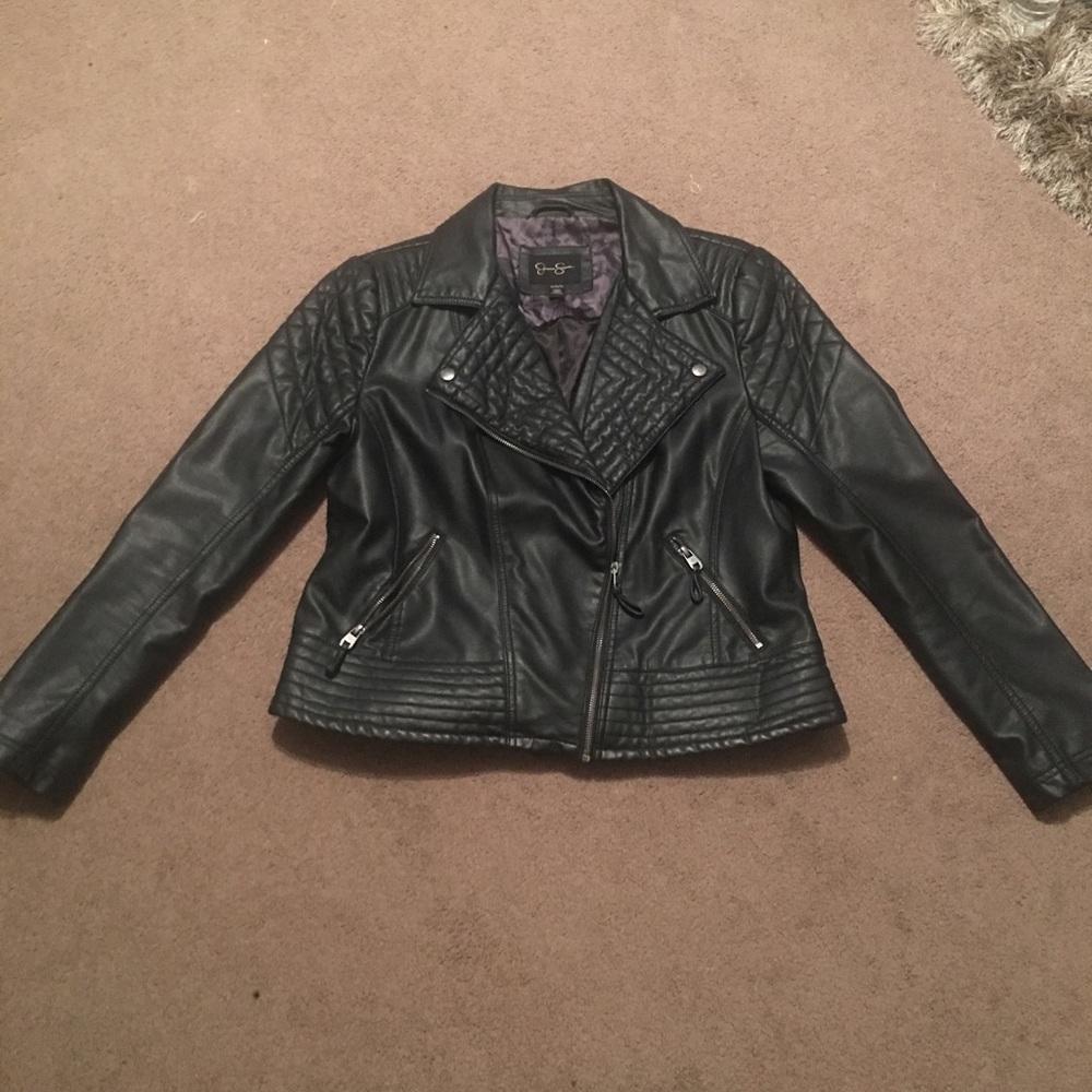 Jessica Simpson faux leather moto jacket