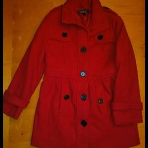 Red pea coat