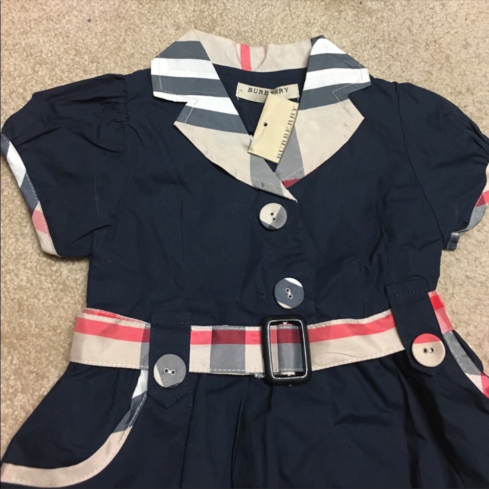 ❌SOLD❌ Authentic Burberry Navy Dress Novacheck 2T
